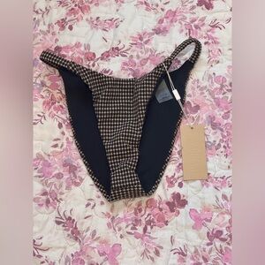 NWT Aqua Black and Brown Houndstooth Bikini Bottom